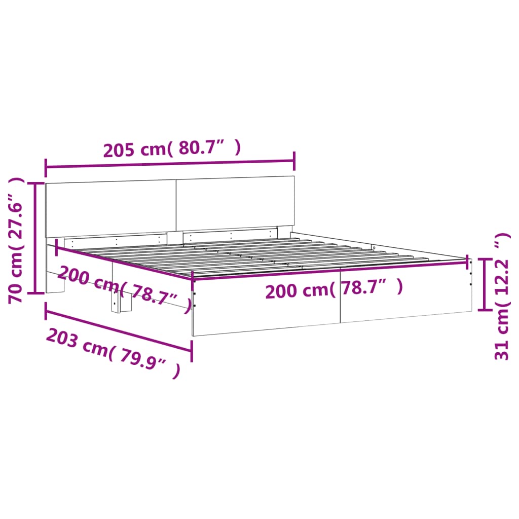 Giroletto con Testiera Grigio Sonoma 200x200 cm | homemem39