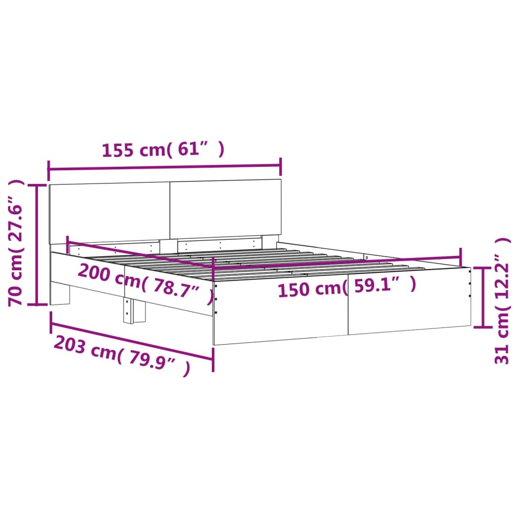 Giroletto con Testiera Rovere Fumo 150x200 cm | homemem39