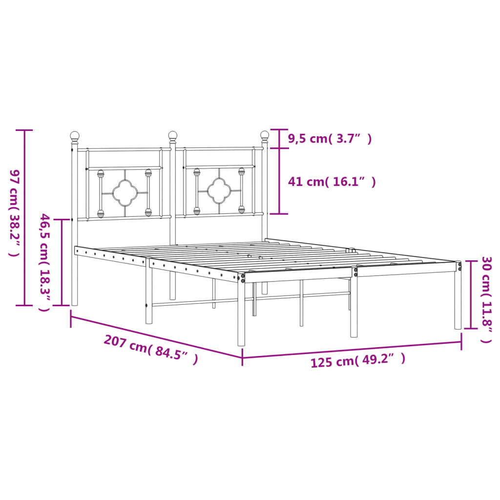 Giroletto con Testiera in Metallo Bianco 120x200 cm | homemem39