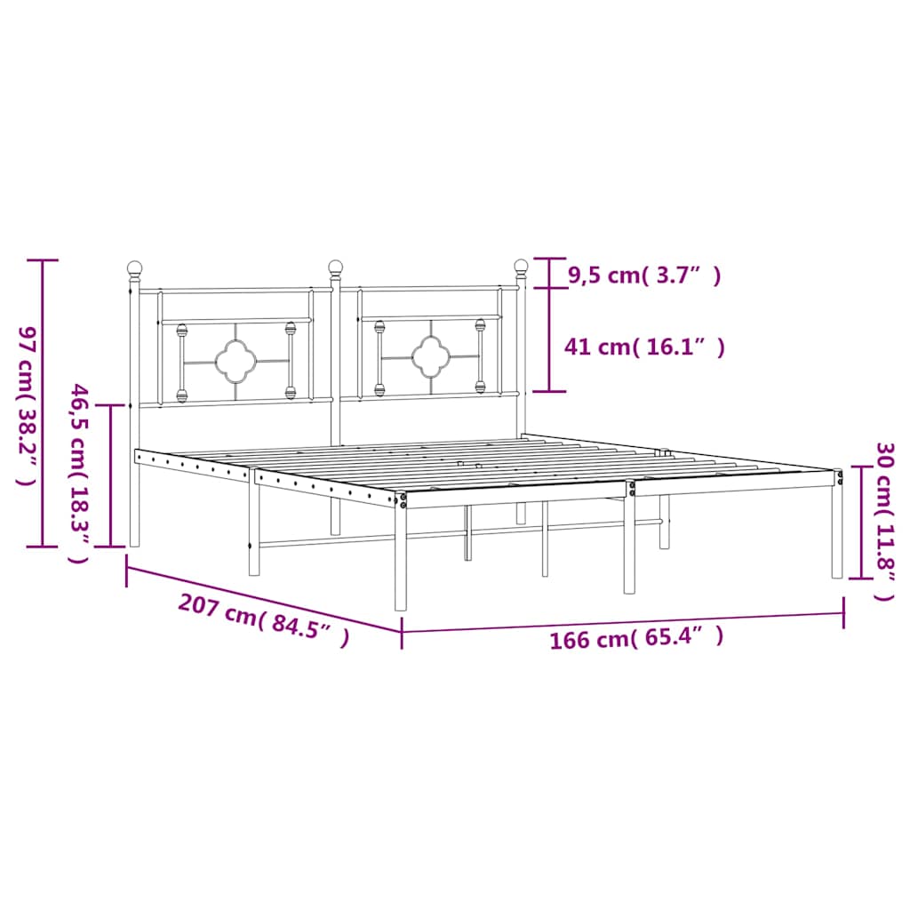 Giroletto con Testiera Metallo Bianco 160x200 cm | homemem39