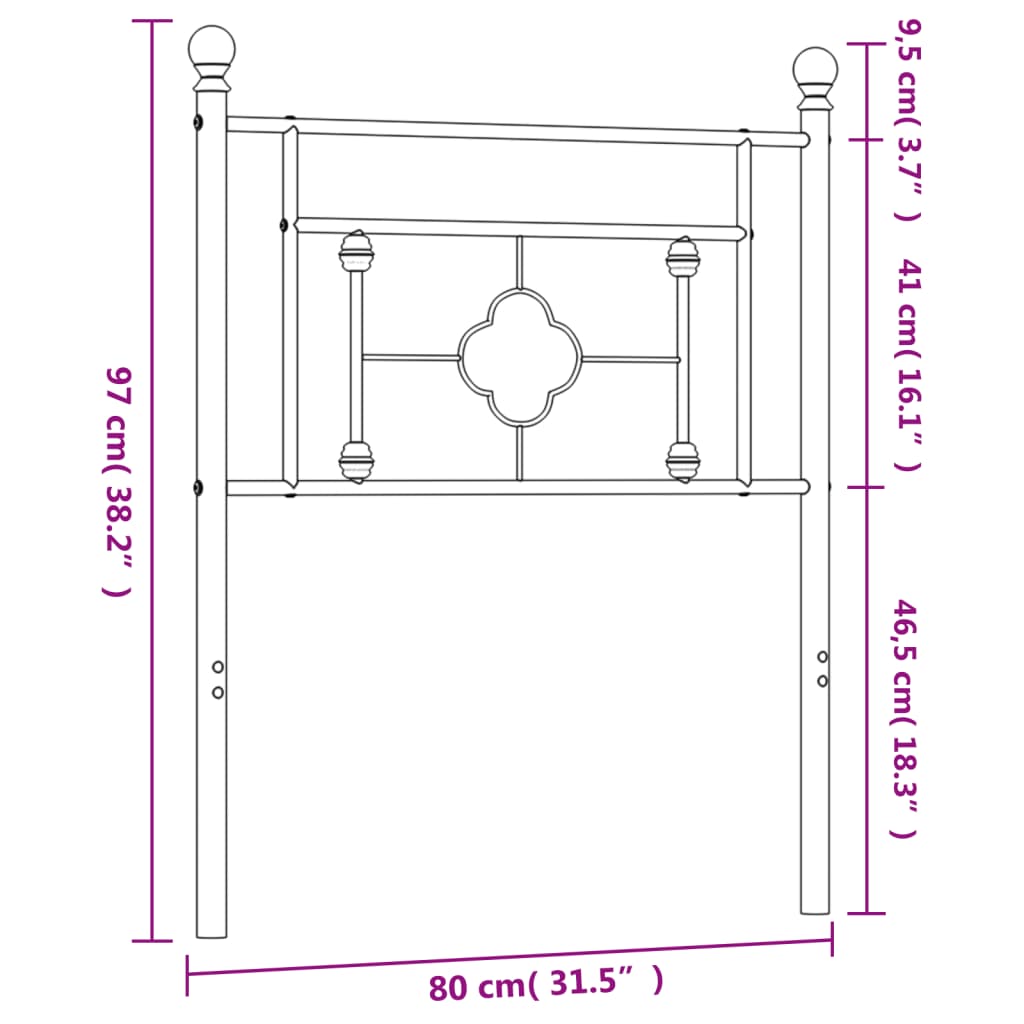 Testiera di Ricambio in Metallo Bianco 75 cm | homemem39
