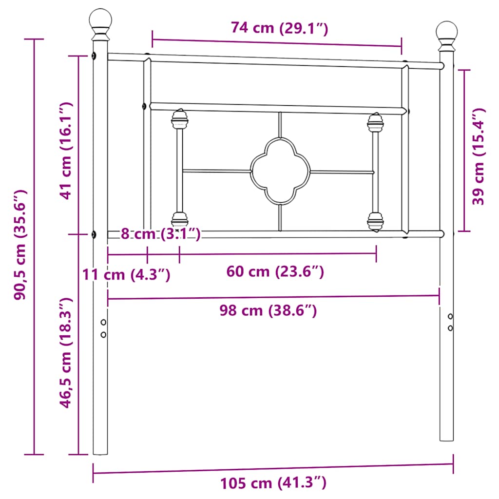 Testiera di Ricambio in Metallo Bianco 100 cm | homemem39