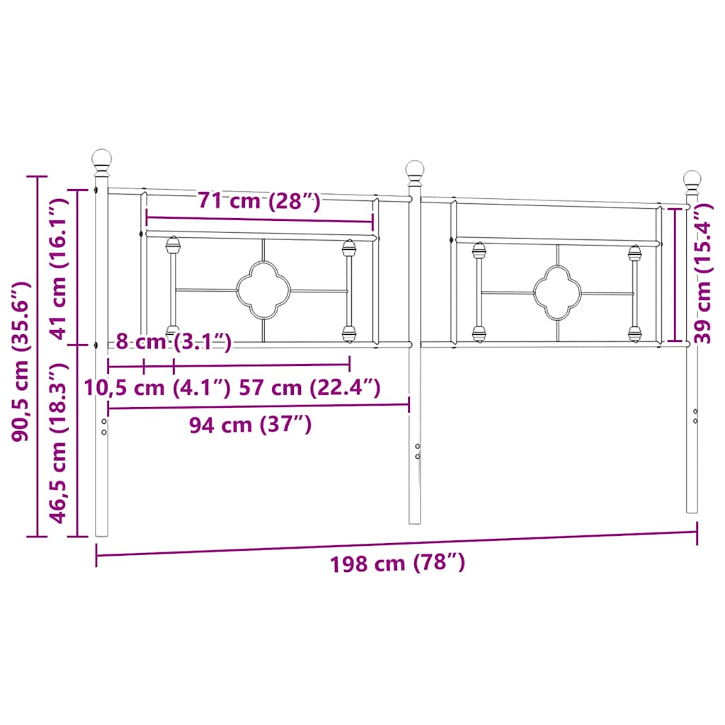 Testiera di Ricambio in Metallo Bianco 193 cm | homemem39