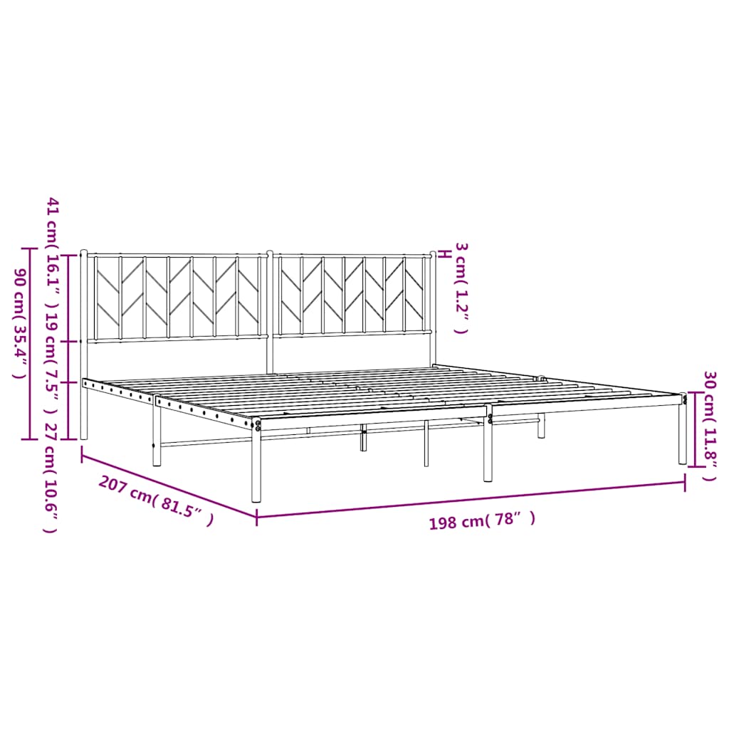Giroletto con Testiera in Metallo Nero 193x203 cm | homemem39