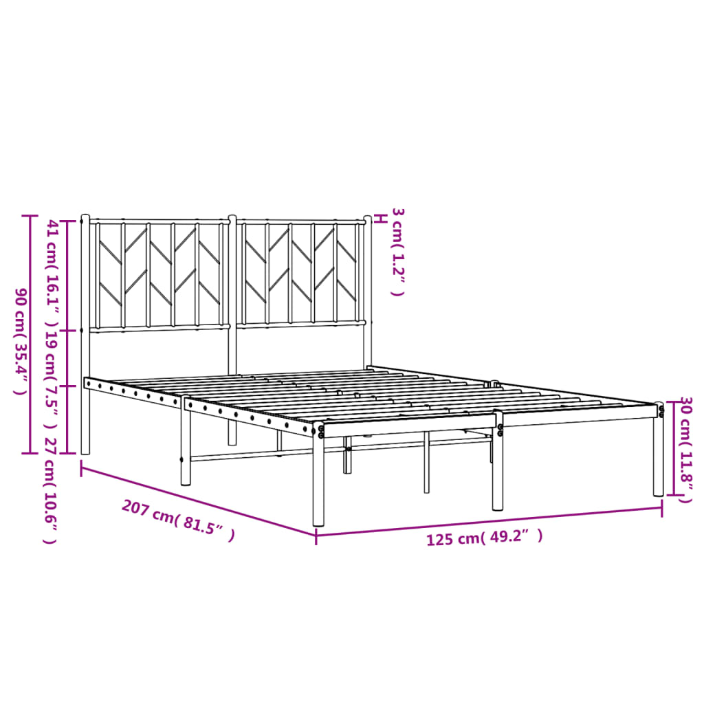 Giroletto con Testiera in Metallo Bianco 120x200 cm | homemem39