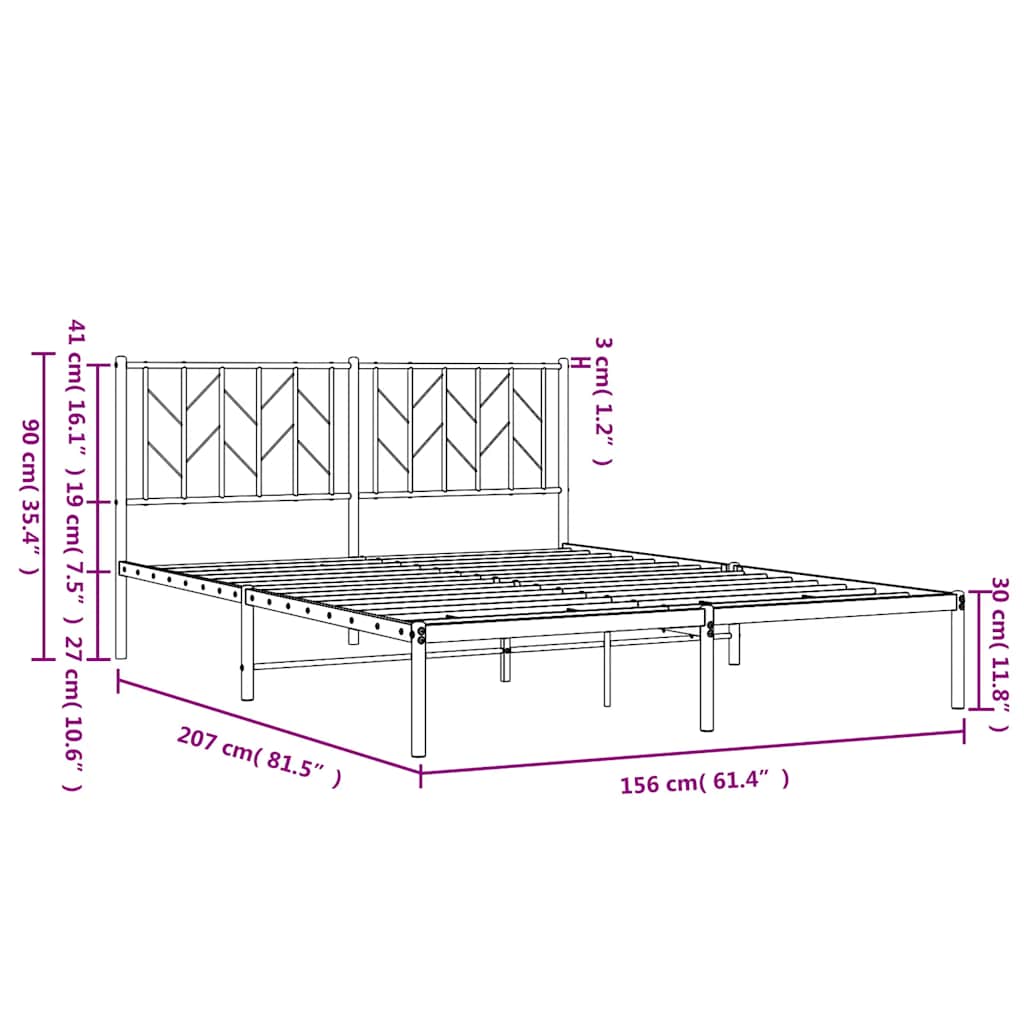 Giroletto con Testiera Metallo Bianco 150x200 cm | homemem39