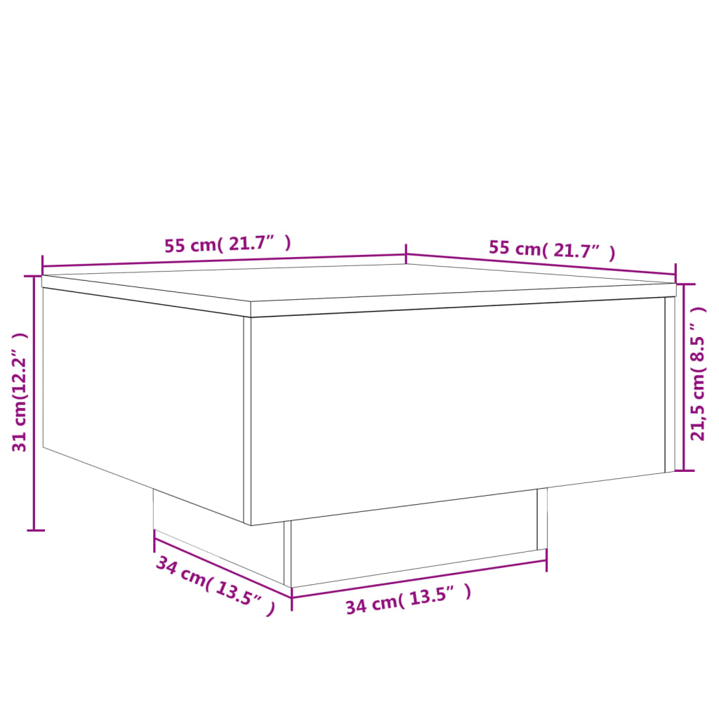 Tavolino da Salotto Grigio Sonoma 55x55x31 cm Legno Multistrato