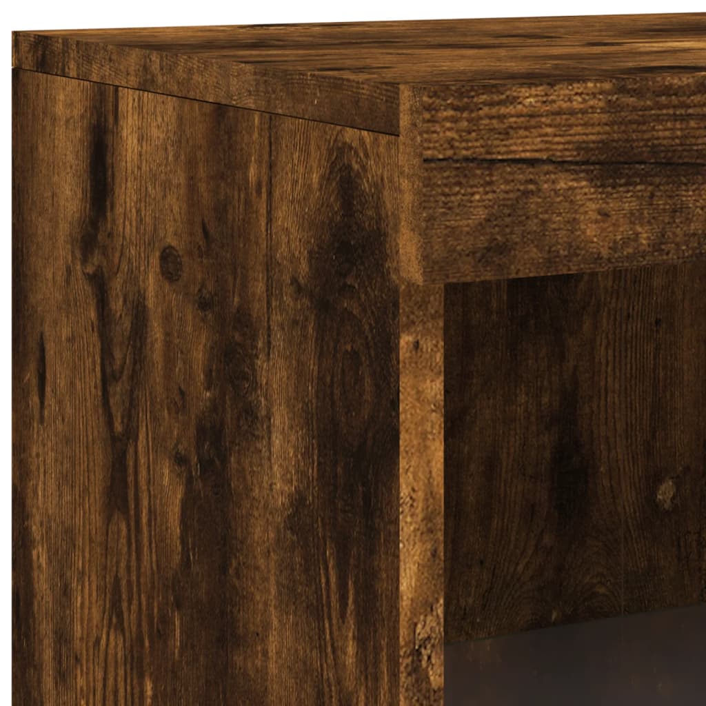 Armadietto con Luci LED Rovere Fumo in Legno Multistrato | homemem39
