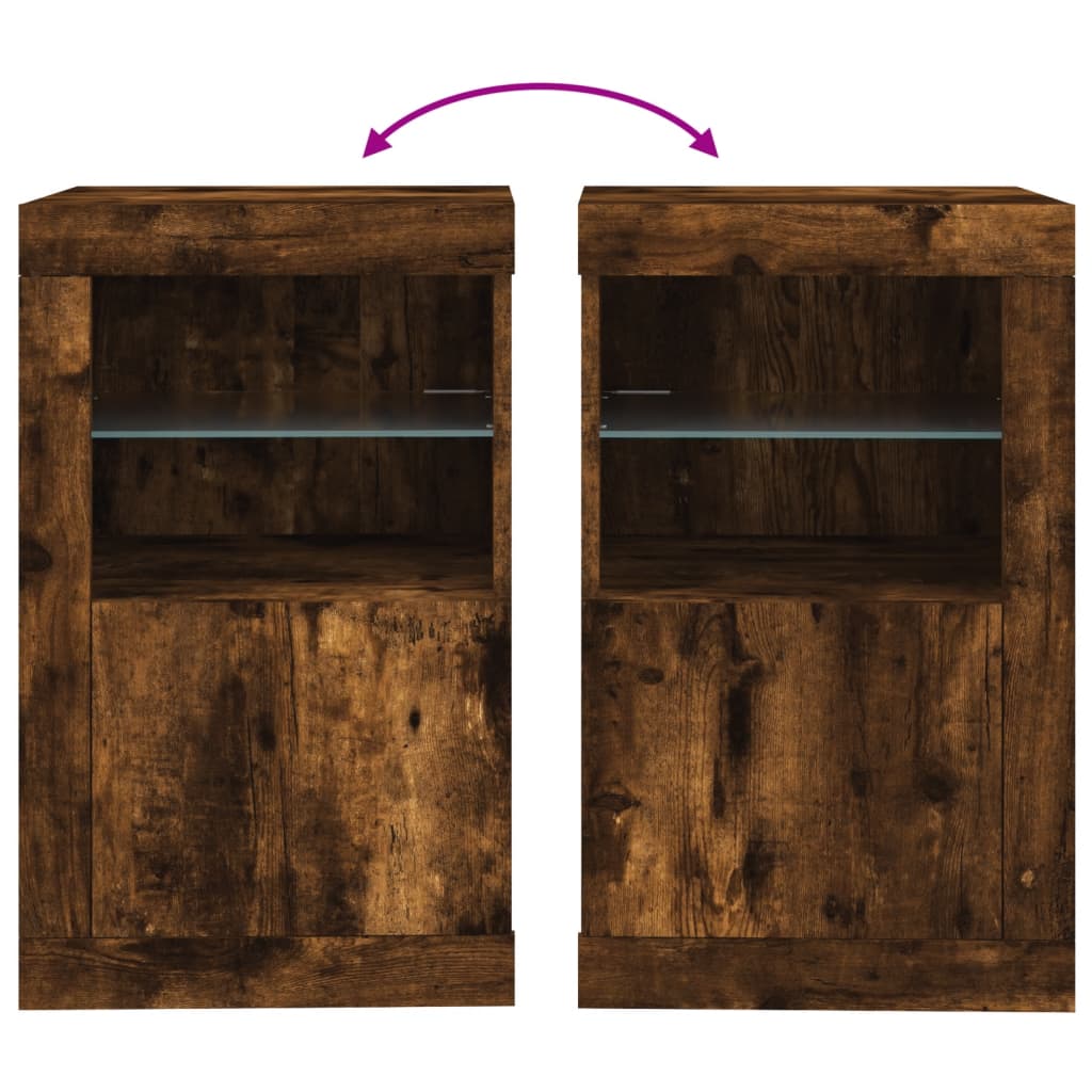 Armadietti con Luci LED 2pz Rovere Fumo in Legno Multistrato | homemem39