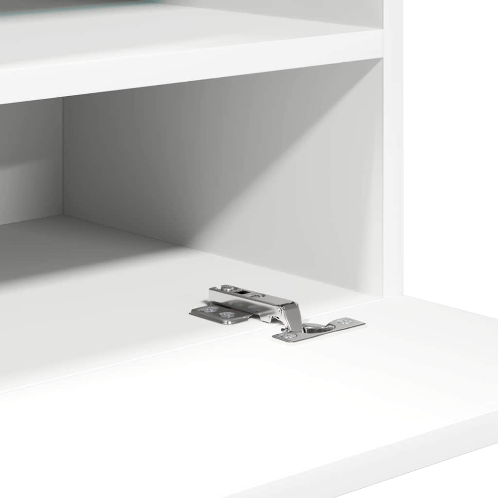 Mobili da parete con luci LED per TV 2pz Bianchi 40x30x60,5 cm