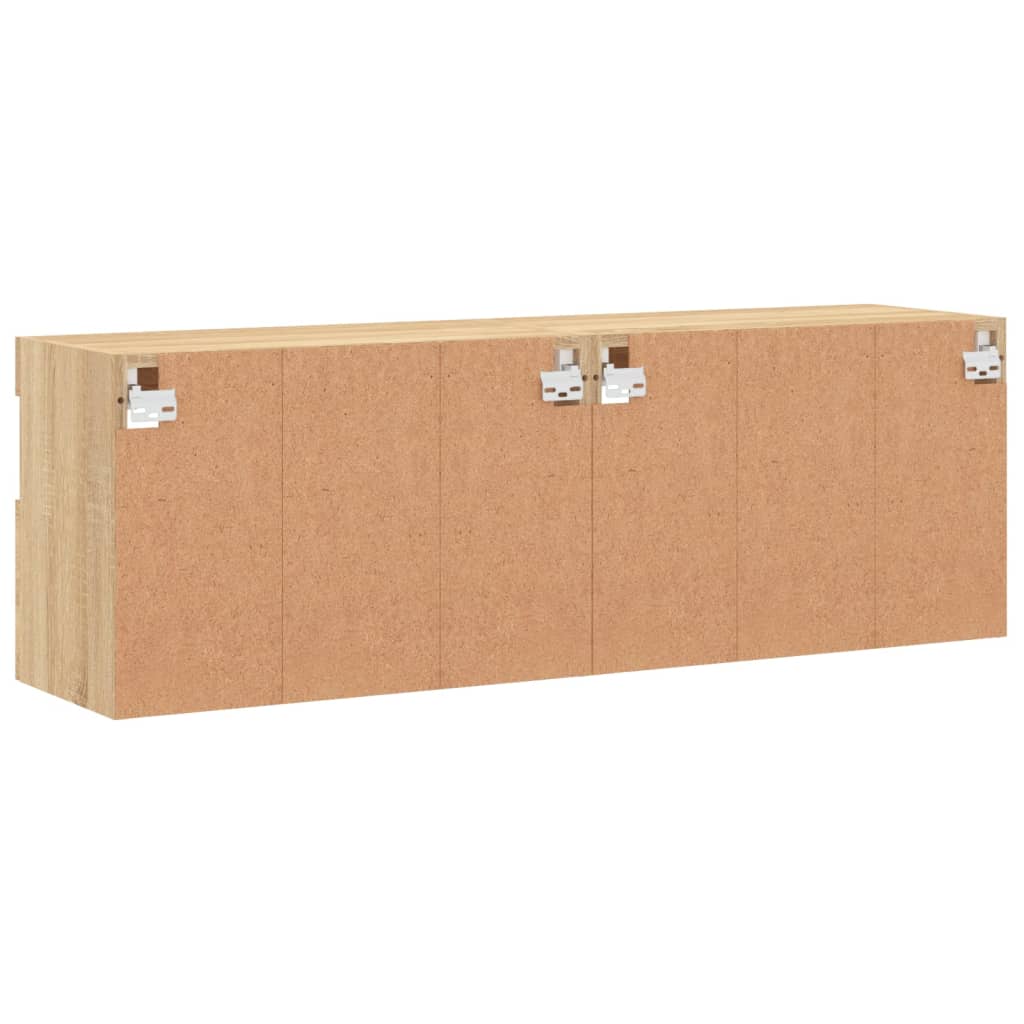 Mobili TV a Parete con Luci LED 2pz Rovere Sonoma 60x30x40 cm | homemem39