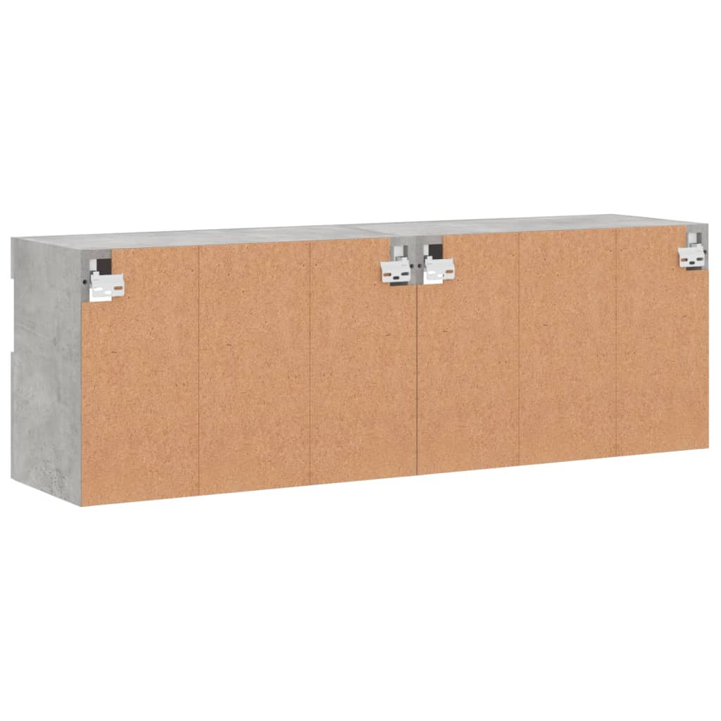 Mobili TV a Parete con Luci LED 2pz Grigio Cemento 60x30x40 cm | homemem39
