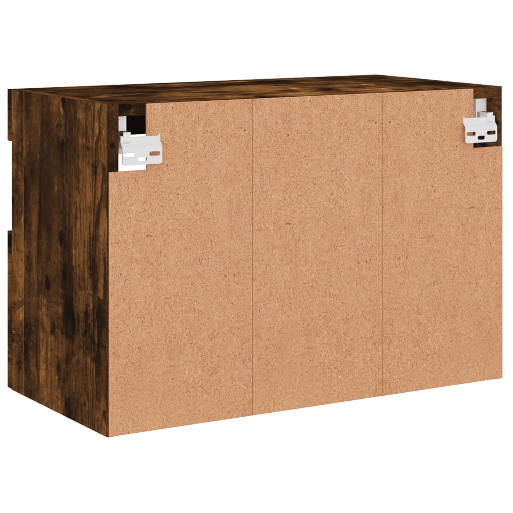 Mobile TV a Parete con Luci LED Rovere Fumo 60x30x40 cm | homemem39
