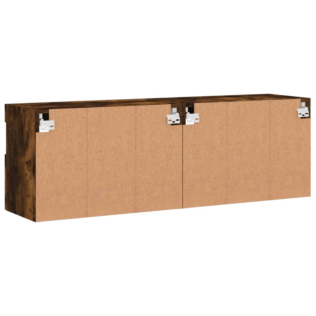 Mobili TV a Parete con Luci LED 2pz Rovere Fumo 60x30x40 cm | homemem39