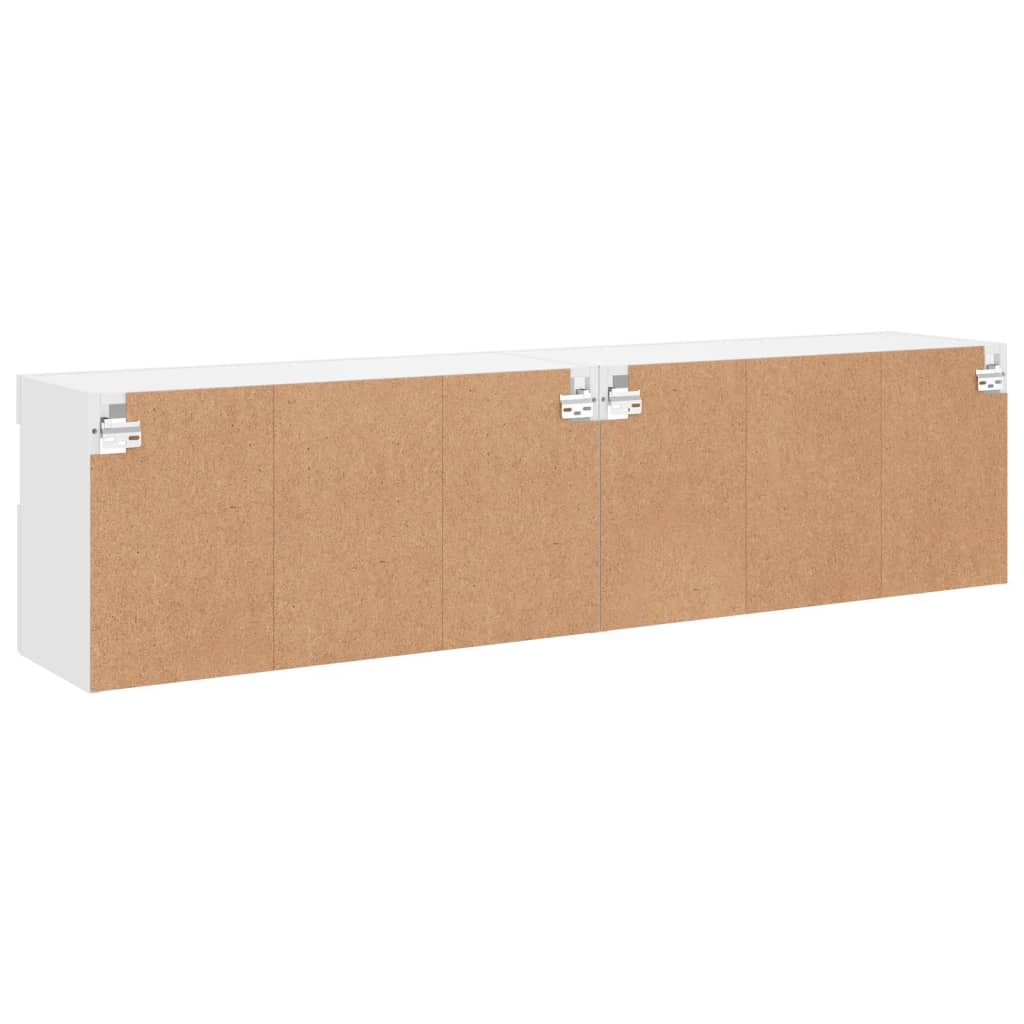 Mobili TV a Parete con Luci LED 2pz Bianchi 80x30x40 cm | homemem39