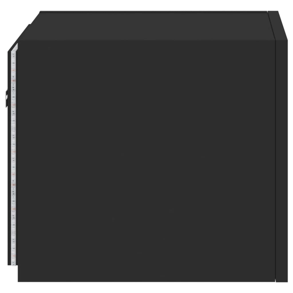 Mobili TV a Parete con Luci LED 2pz Neri 30,5x35x30 cm | homemem39