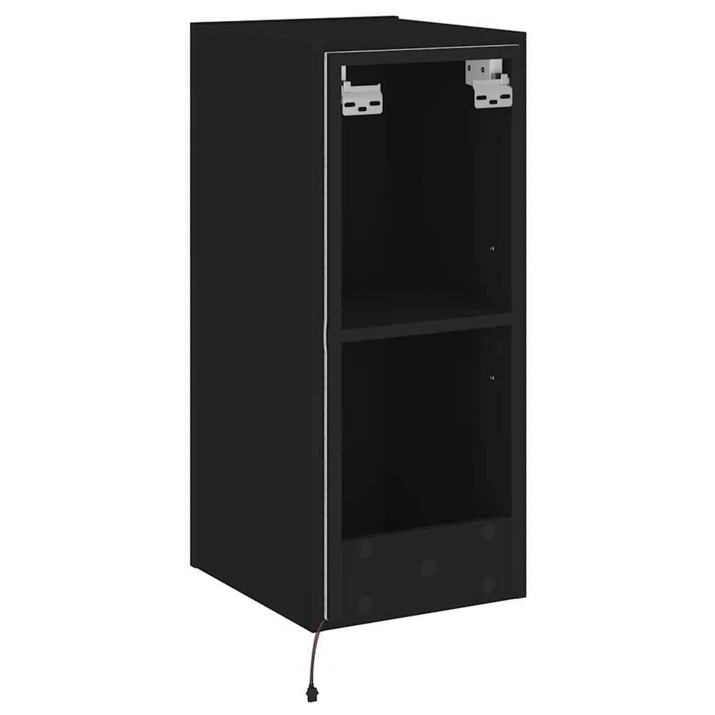 Mobile TV a Parete con Luci LED Nero 30,5x35x70 cm | homemem39