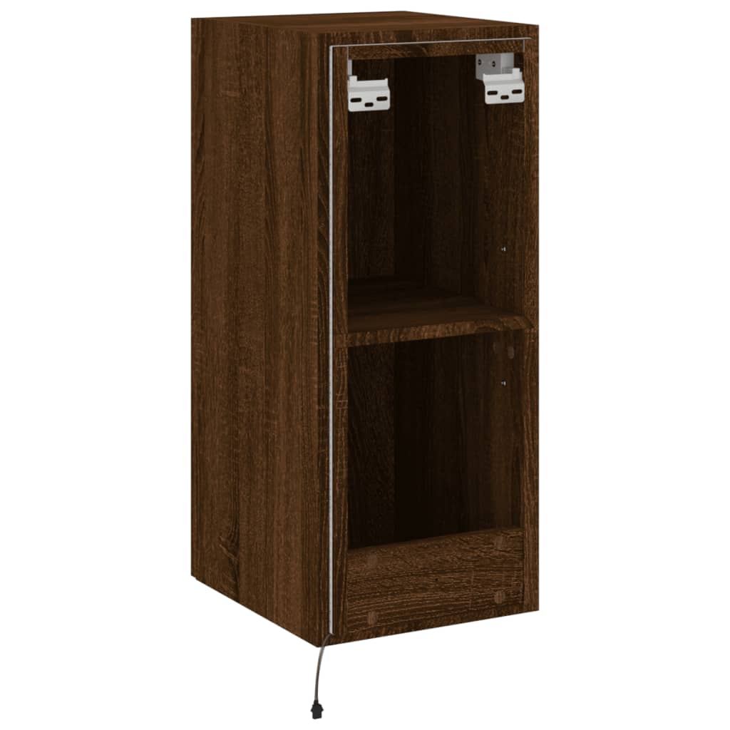Mobile TV a Parete con Luci LED Rovere Marrone 30,5x35x70 cm | homemem39