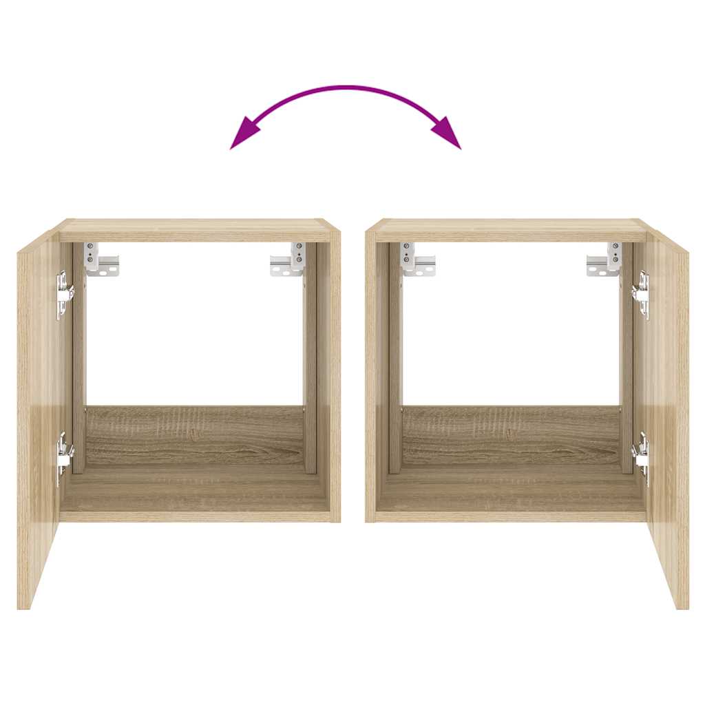 Mobili TV a Parete con Luci LED 2pz Rovere Sonoma 40,5x35x40 cm