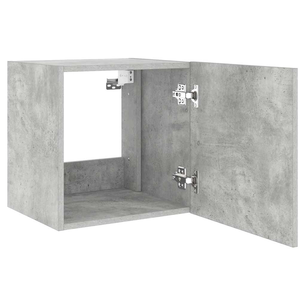 Mobili TV a Parete con Luci LED 2pz Grigio Cemento 40,5x35x40cm