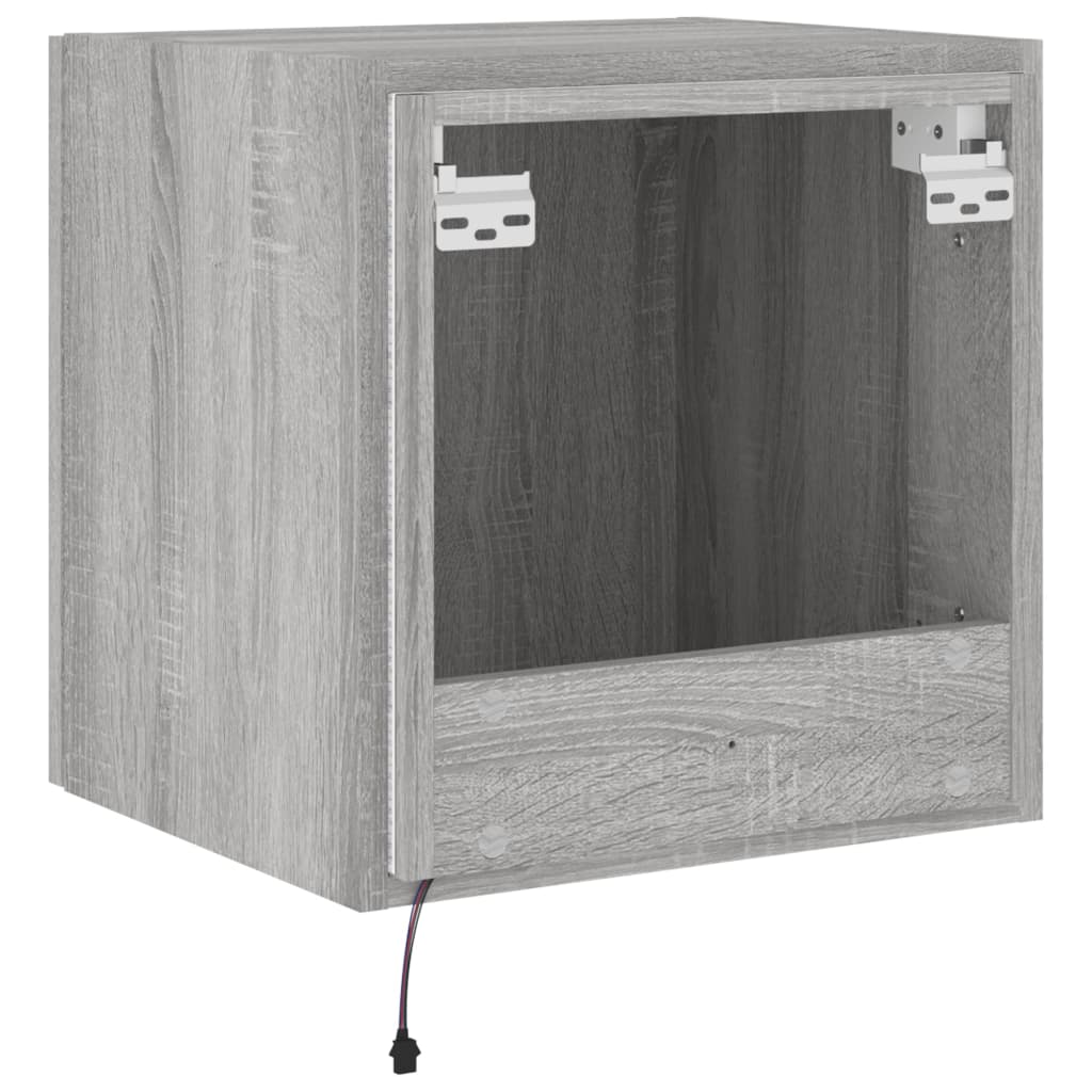 Mobile TV a Parete con Luci LED Grigio Sonoma 40,5x35x40 cm | homemem39