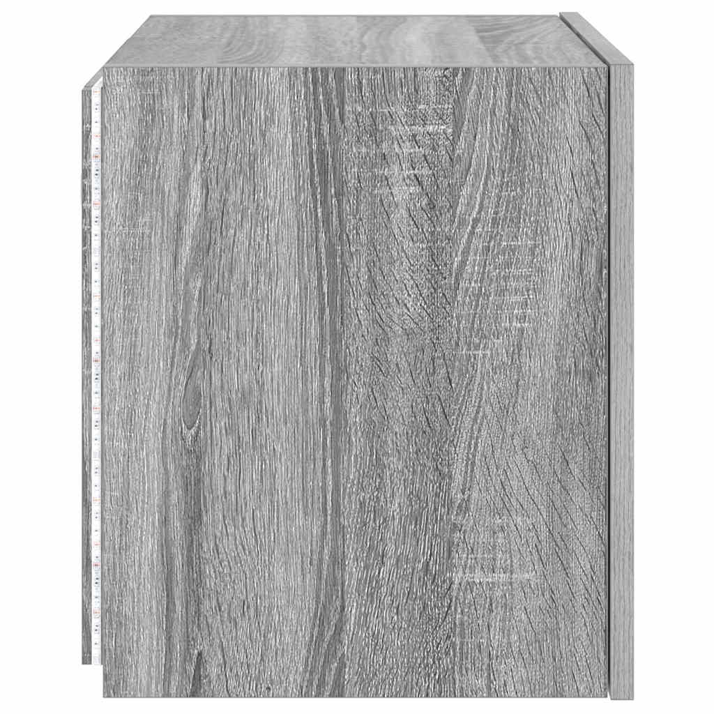Mobili TV a Parete con Luci LED 2pz Grigio Sonoma 40,5x35x40 cm | homemem39