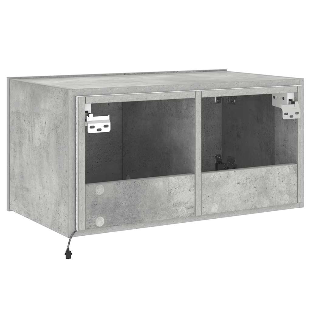 Mobile TV a Parete con Luci LED Grigio Cemento 60x35x31 cm