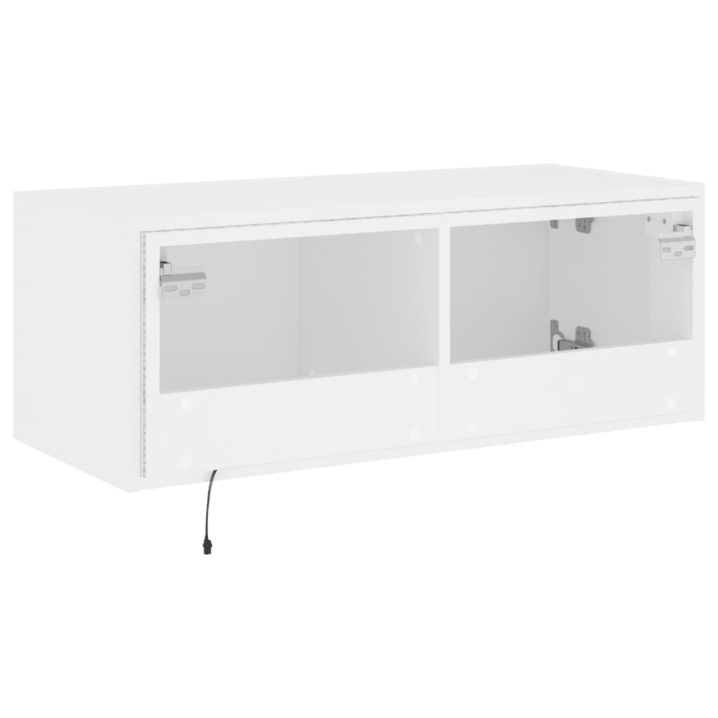 Mobile TV a Parete con Luci LED Bianco 80x35x31 cm | homemem39