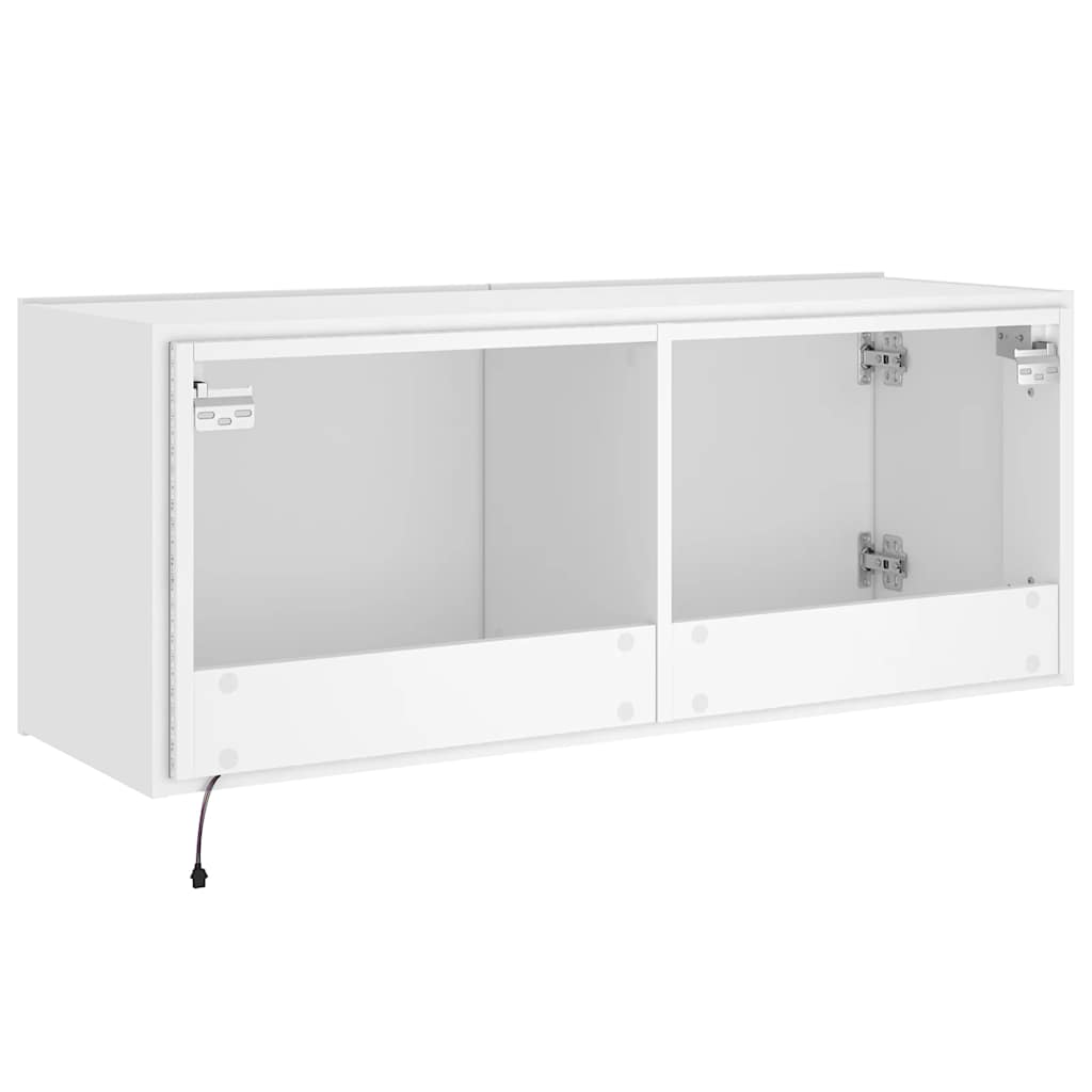 Mobile TV a Parete con Luci LED Bianco 100x35x41 cm | homemem39