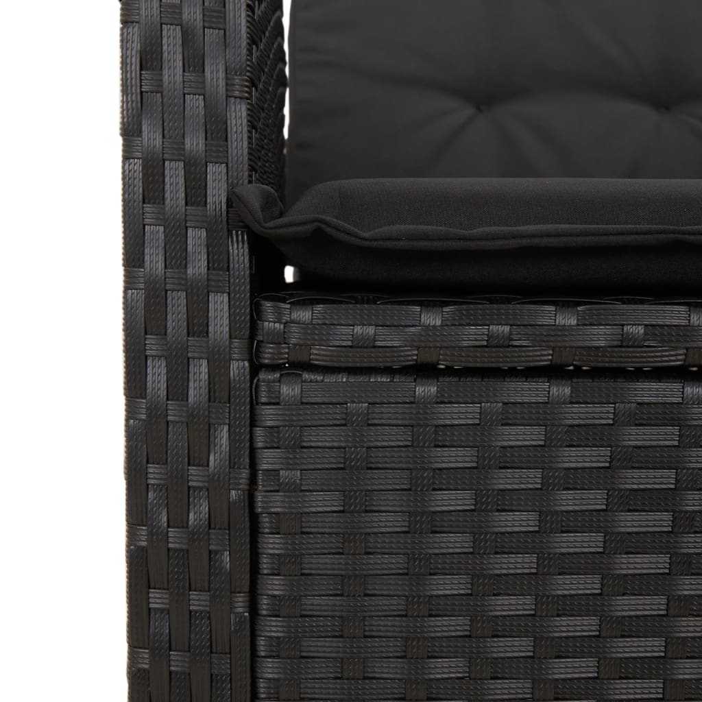 Set da Bistrò 3 pz con Cuscini Nero in Polyrattan