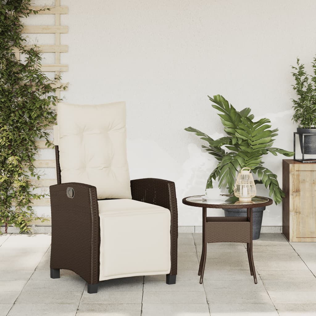 Sedia Reclinabile Giardino con Poggiapiedi Marrone Polyrattan | homemem39