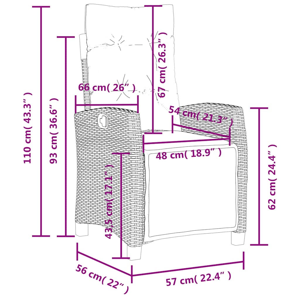 Sedie da Giardino Reclinabili 2 pz con Poggiapiedi Polyrattan | homemem39