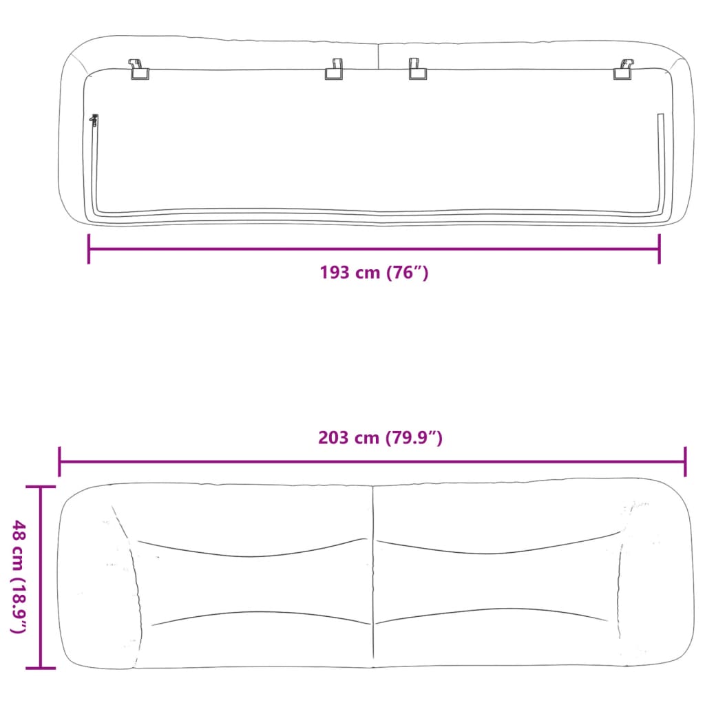 Cuscino Testiera Hvar Bianco 193 cm in Similpelle | homemem39