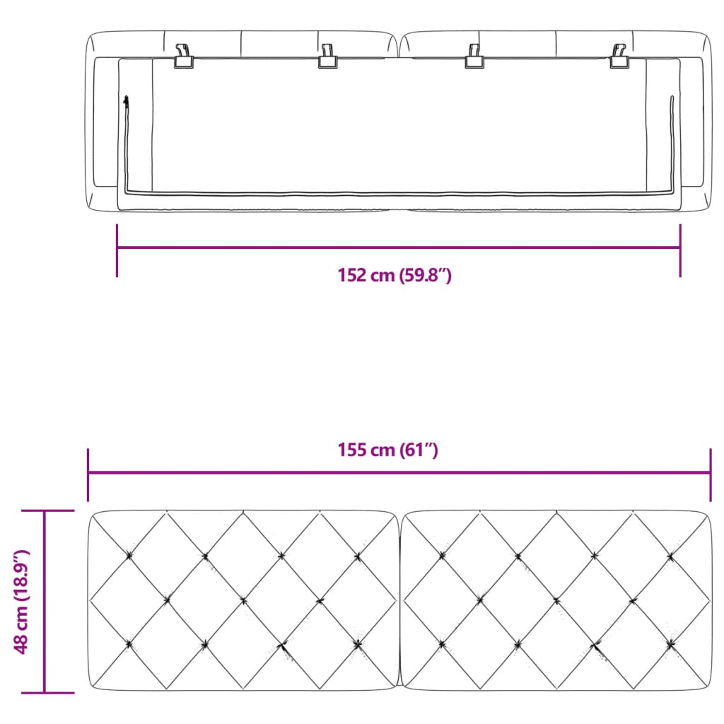 Cuscino Testiera Grigio Scuro 152 cm in Velluto