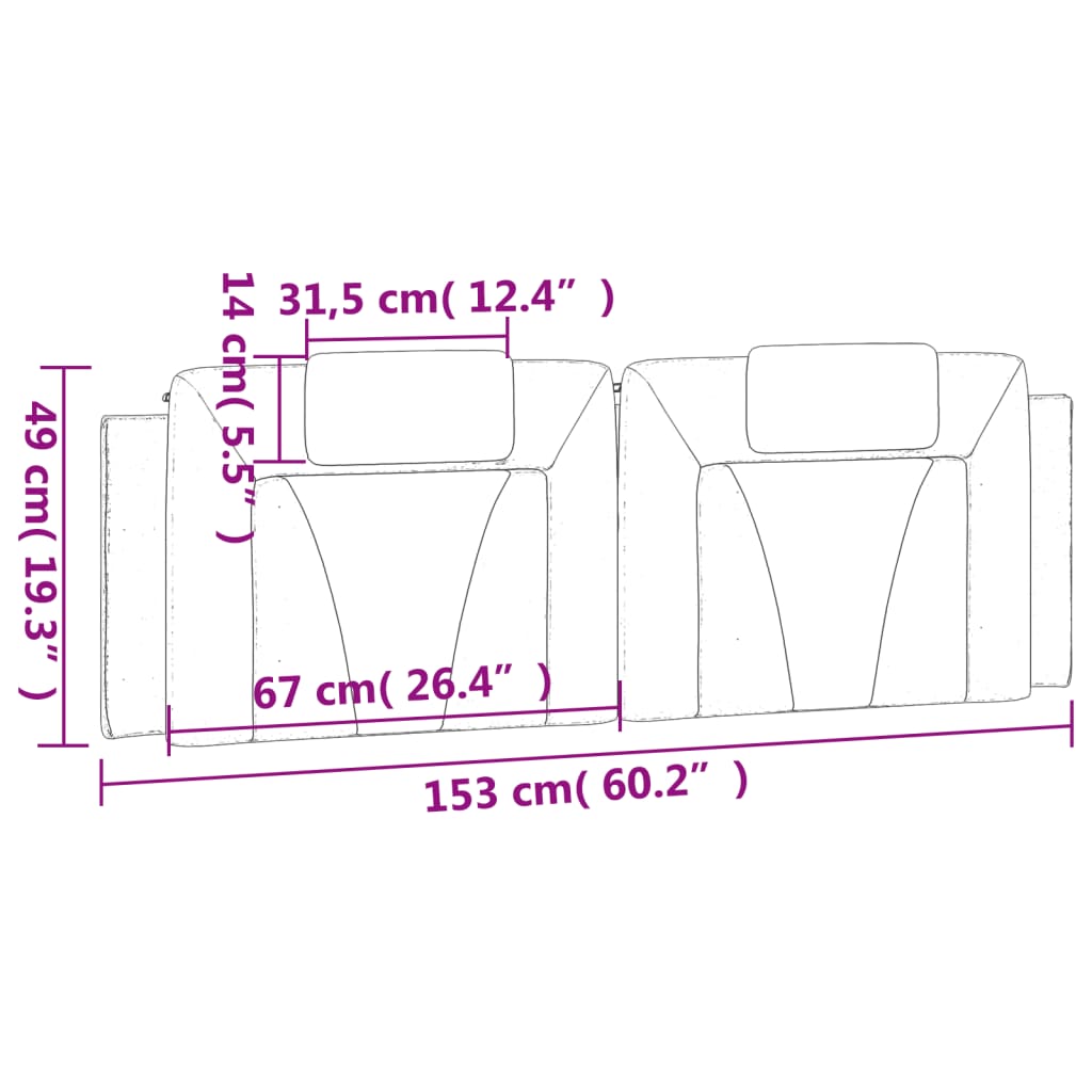 Cuscino Testiera Viana Nero 152 cm in Similpelle