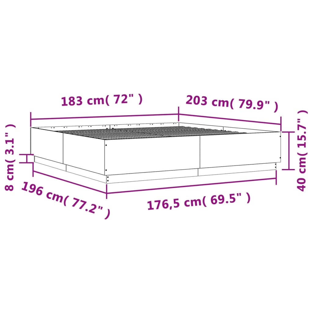 Giroletto Grigio Sonoma 180x200 cm in Legno Multistrato | homemem39