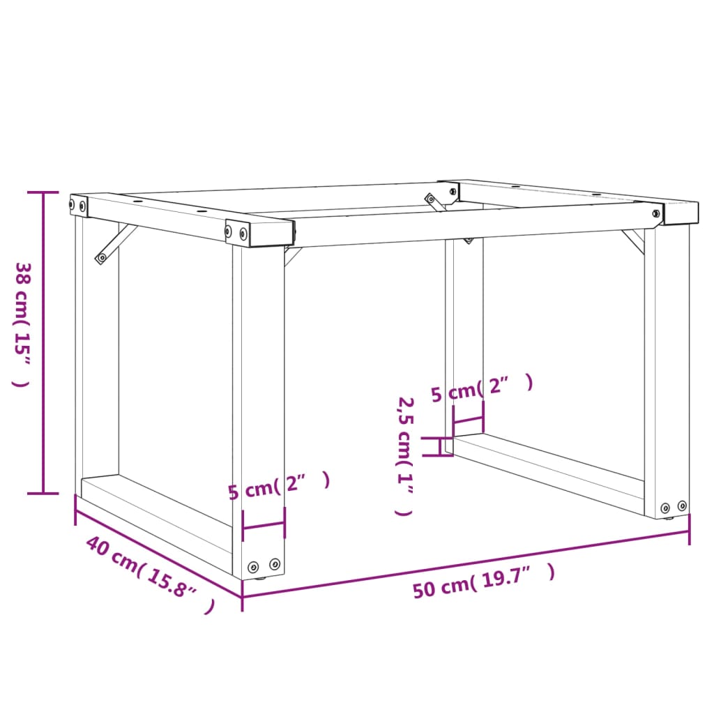Telaio Gambe a O per Tavolino da Salotto 50x40x38 cm in Acciaio | homemem39