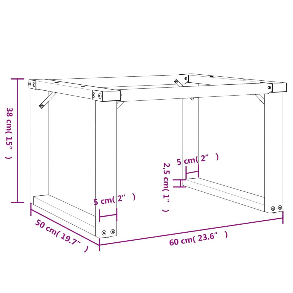 Telaio Gambe a O per Tavolino da Salotto 60x50x38 cm in Acciaio | homemem39