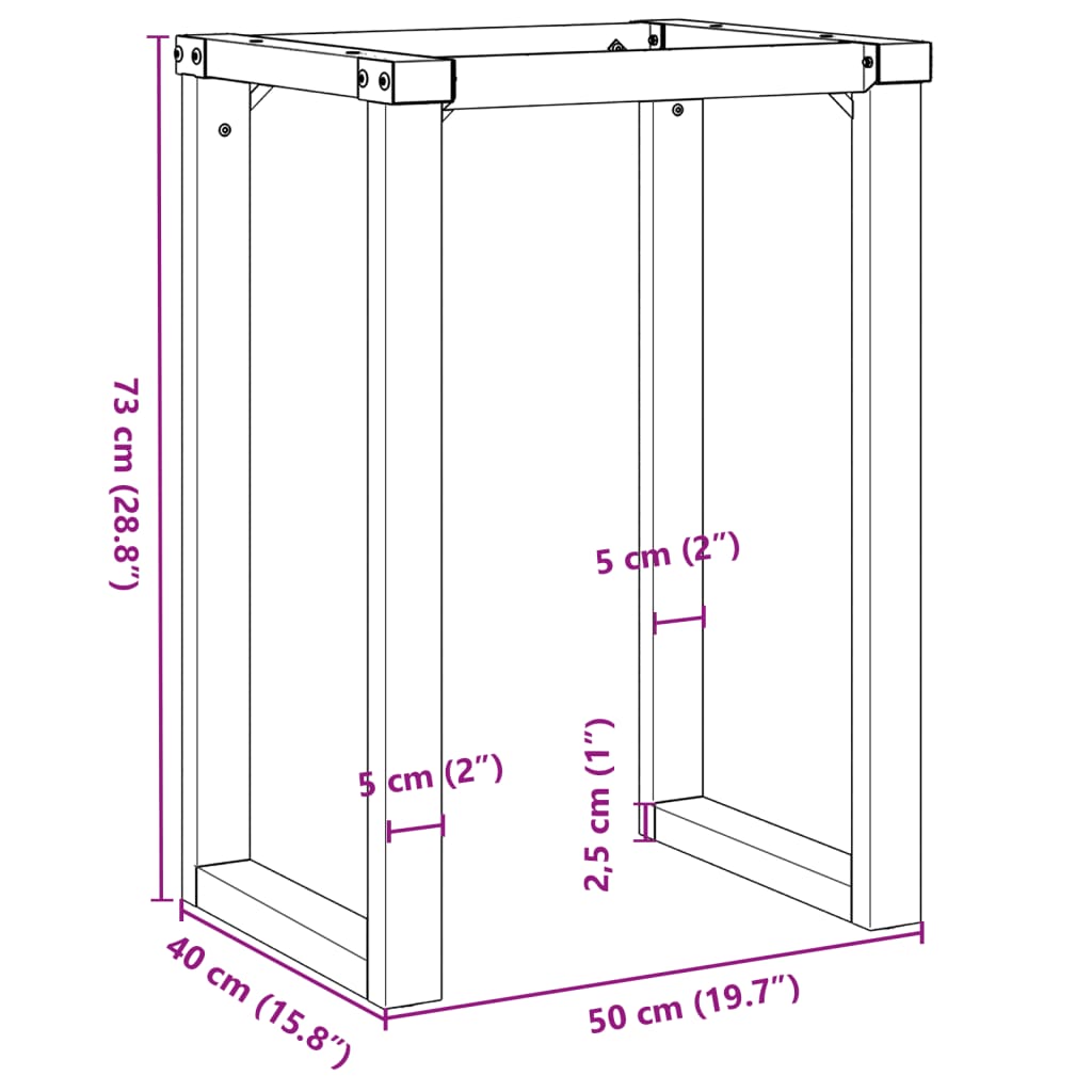 Telaio Gambe a O per Tavolo da Pranzo 50x40x73 cm in Acciaio | homemem39