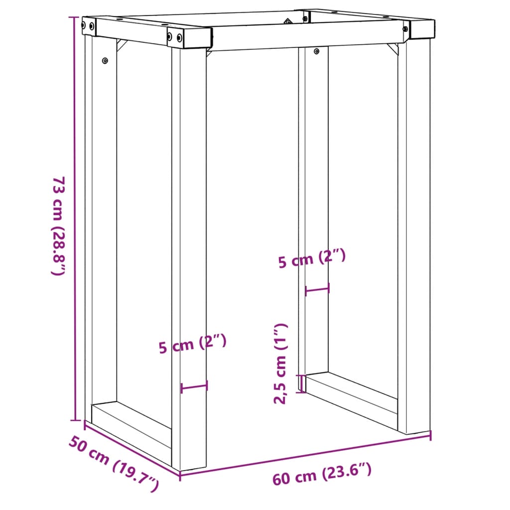 Telaio Gambe a O per Tavolo da Pranzo 60x50x73 cm in Acciaio | homemem39