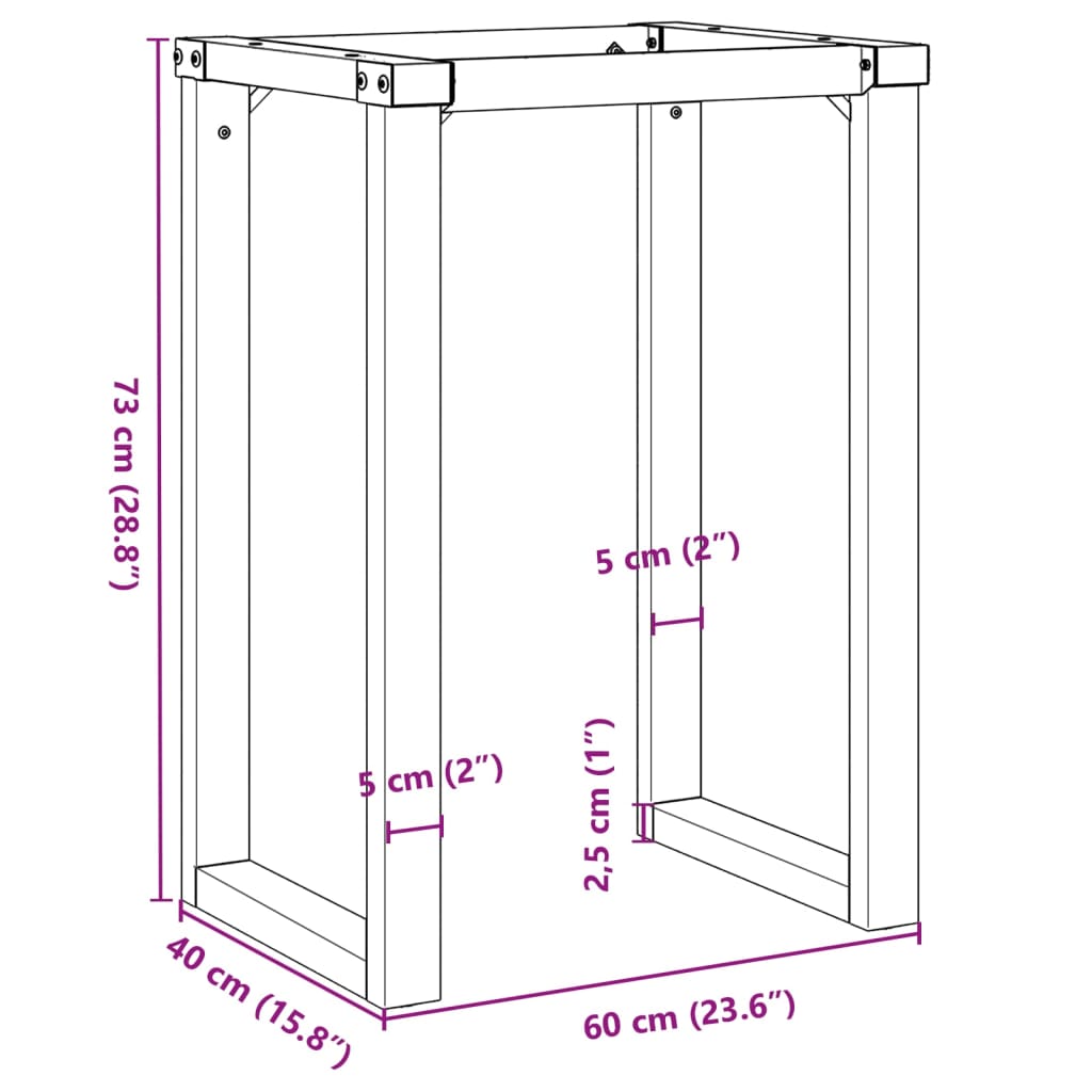 Telaio Gambe a O per Tavolo da Pranzo 60x40x73 cm in Acciaio | homemem39