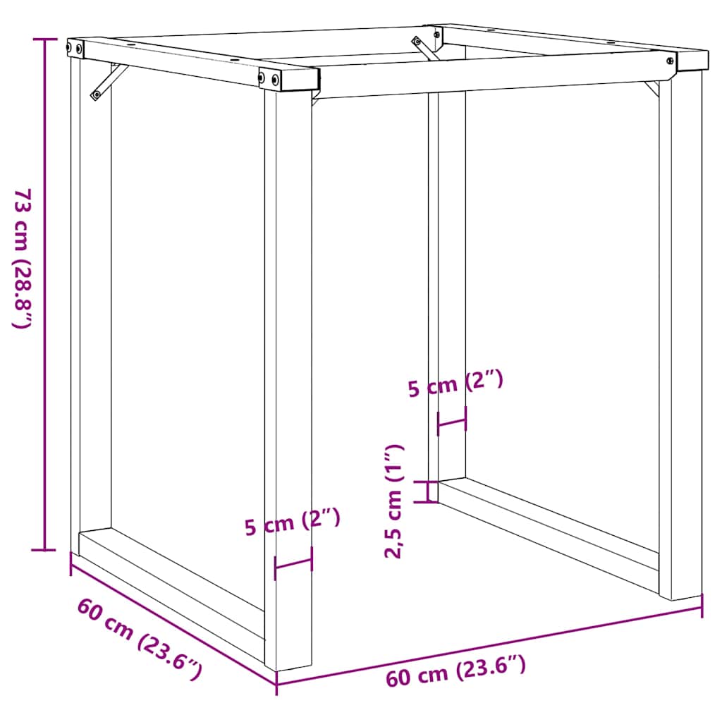 Telaio Gambe a O per Tavolo da Pranzo 60x60x73 cm in Acciaio | homemem39