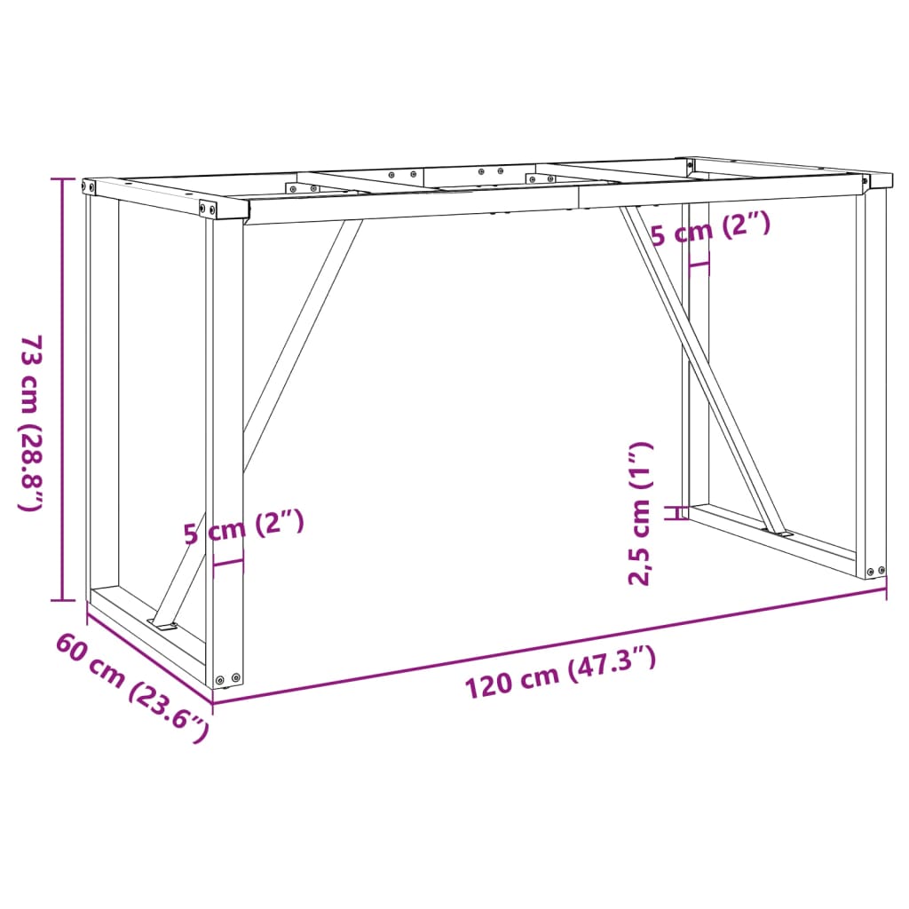Telaio Gambe a O per Tavolo da Pranzo 120x60x73 cm in Acciaio | homemem39