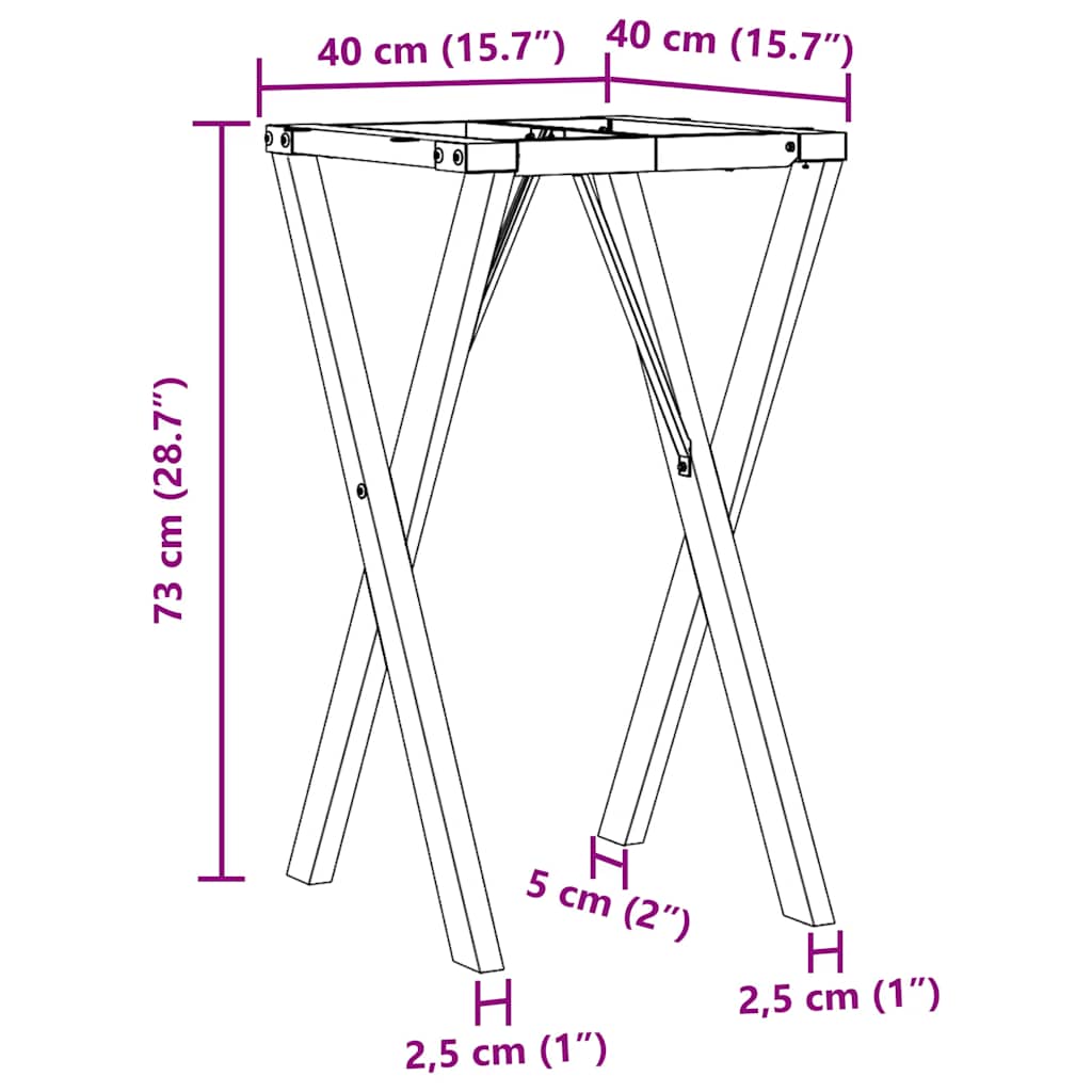 Telaio Gambe a X per Tavolo da Pranzo 40x40x73 cm in Acciaio | homemem39