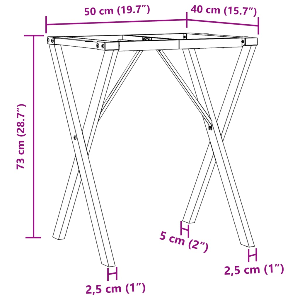 Telaio Gambe a X per Tavolo da Pranzo 40x40x73 cm in Acciaio | homemem39