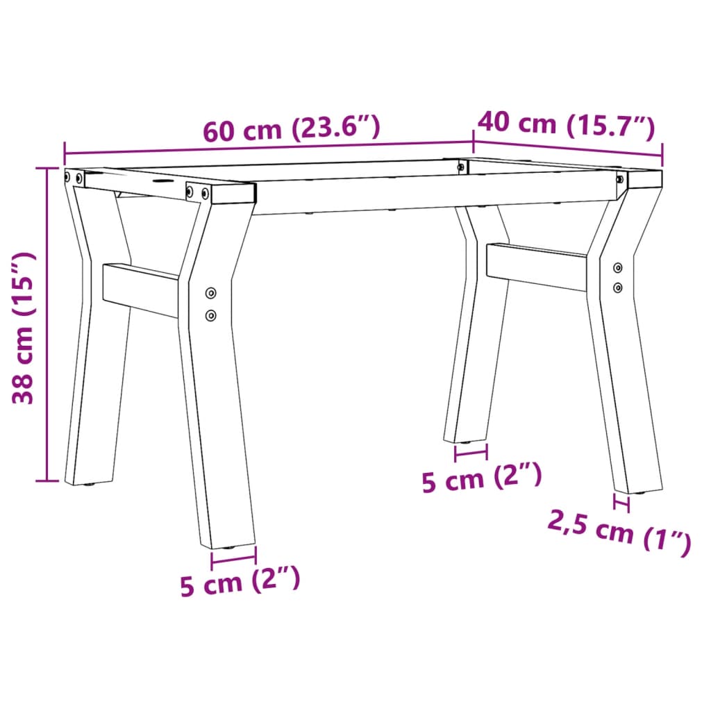 Telaio Gambe a Y per Tavolino da Salotto 60x40x38 cm in Acciaio | homemem39
