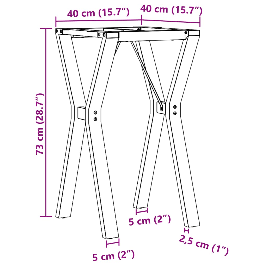 Telaio Gambe a Y per Tavolo da Pranzo 40x40x73 cm in Acciaio | homemem39