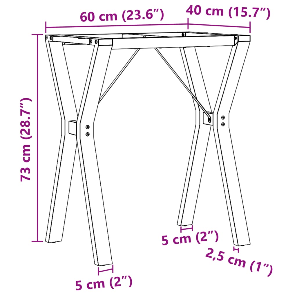 Telaio Gambe a Y per Tavolo da Pranzo 60x40x73 cm in Acciaio | homemem39