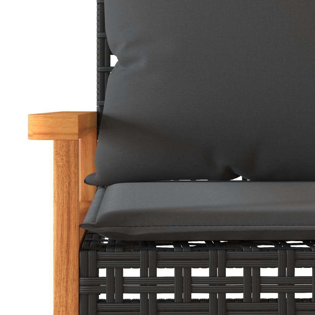 Set Divani da Giardino 4 pz con Cuscini Nero in Polyrattan | homemem39