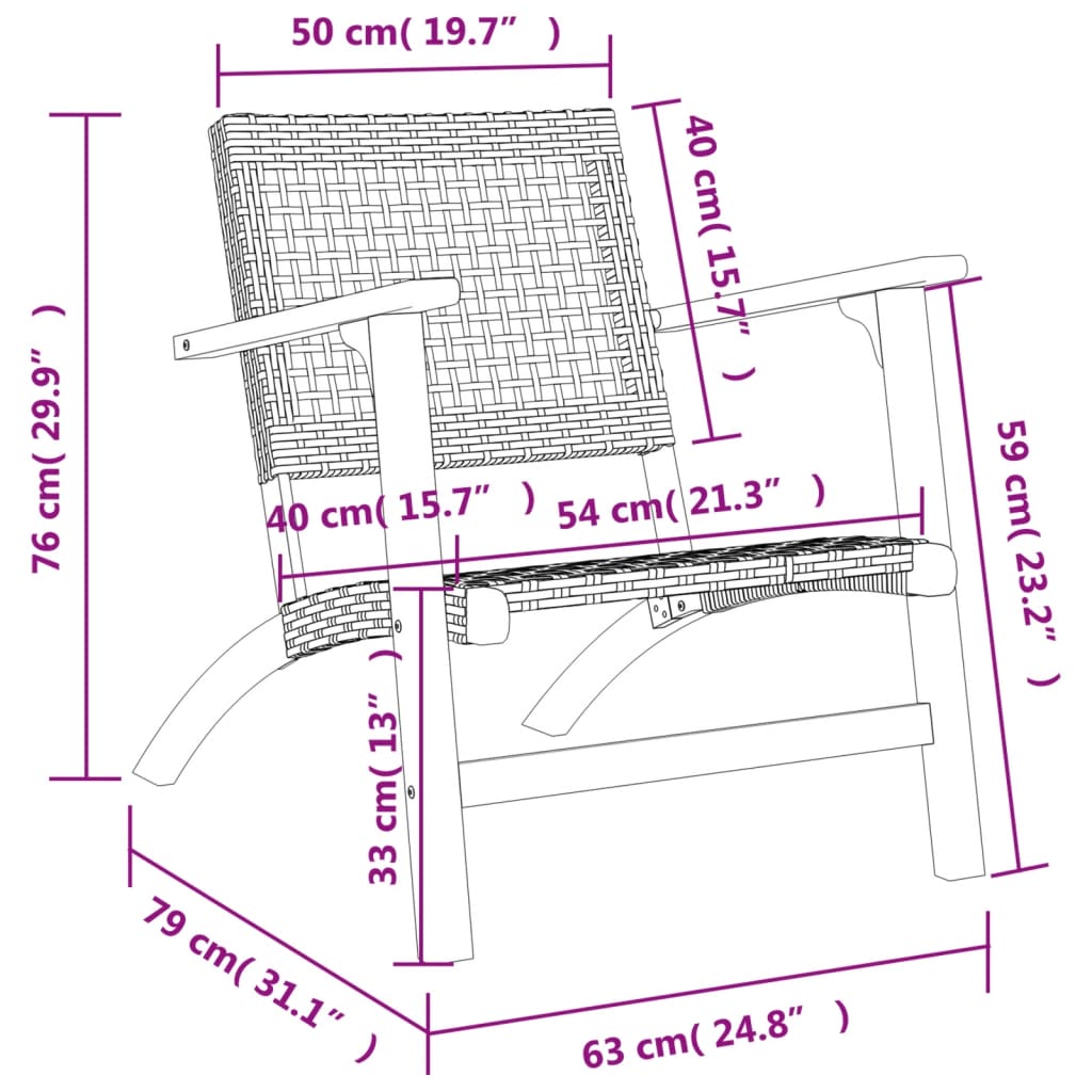 Sedie da Giardino 2pz Beige in Polyrattan e Legno di Acacia | homemem39